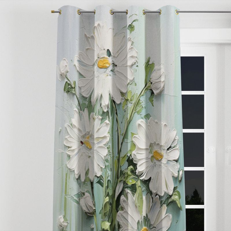 Aydrianna - Rideau à œillets Daisies - Velours obscurcissant - 1 panneau, l 52" x L 95", Œillets dorés