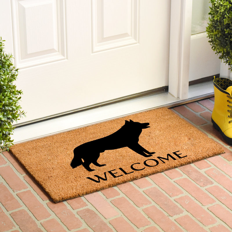 Tapis de porte pour l’extérieur antidérapant sibérie husky Lillyana, L 0,6 po x l 36 po x P 24 po