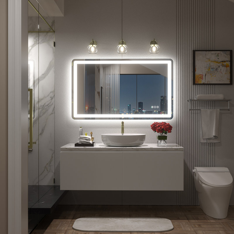 Aevar UL Certified Front & Back LED Anti-Fog Tempered Glass Bathroom/Vanity Mirror with 3-Year Warranty, 40" x 24"