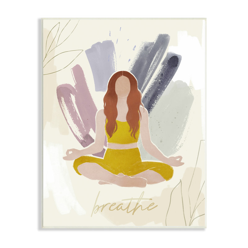 Personnage méditant «Breathe Botanicals» par Victoria Barnes - impression, H 15 po x l 10 po, Plaque murale