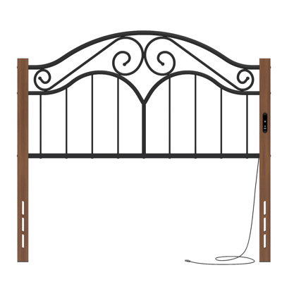 Vintage Platform Bed Metal Like Wood Headboard by Winston Porter