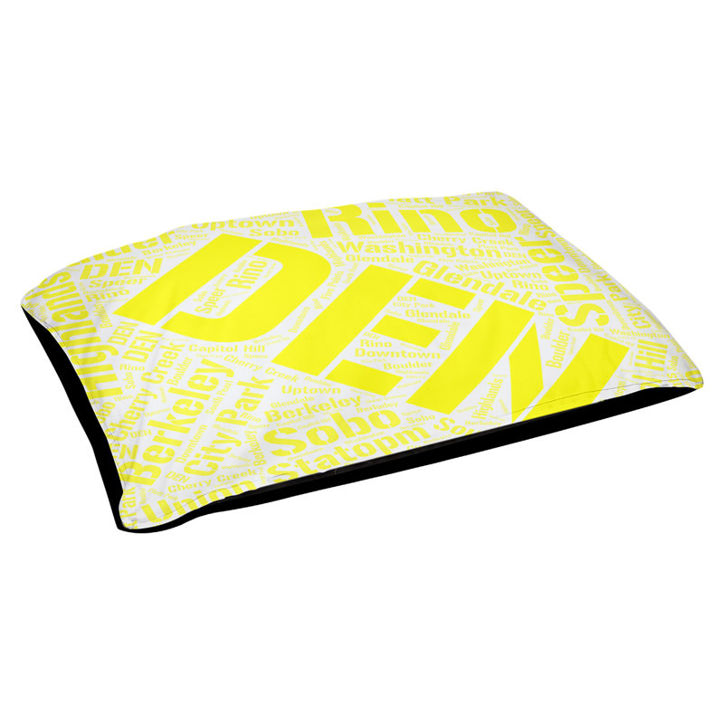 Coussin de chien « districts », Moyen (H 9,5 po x l 28 po x P 18 po), Jaune, Denver