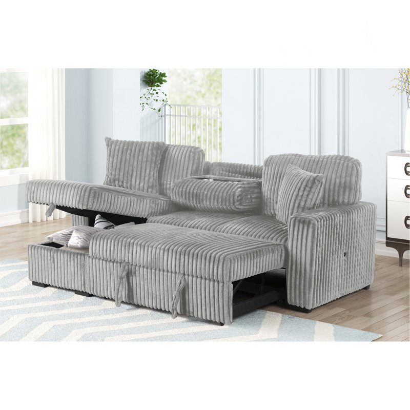 Canapé modulaire moelleux avec canapé-lit en tissu de velours, Gris