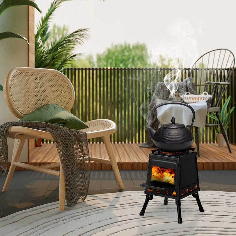 Réchaud de camping portatif multi-usages - foyer pliable, panneaux amovibles en fer durable, assemblage sans outils pour le camping / barbecue / randonnée extérieur