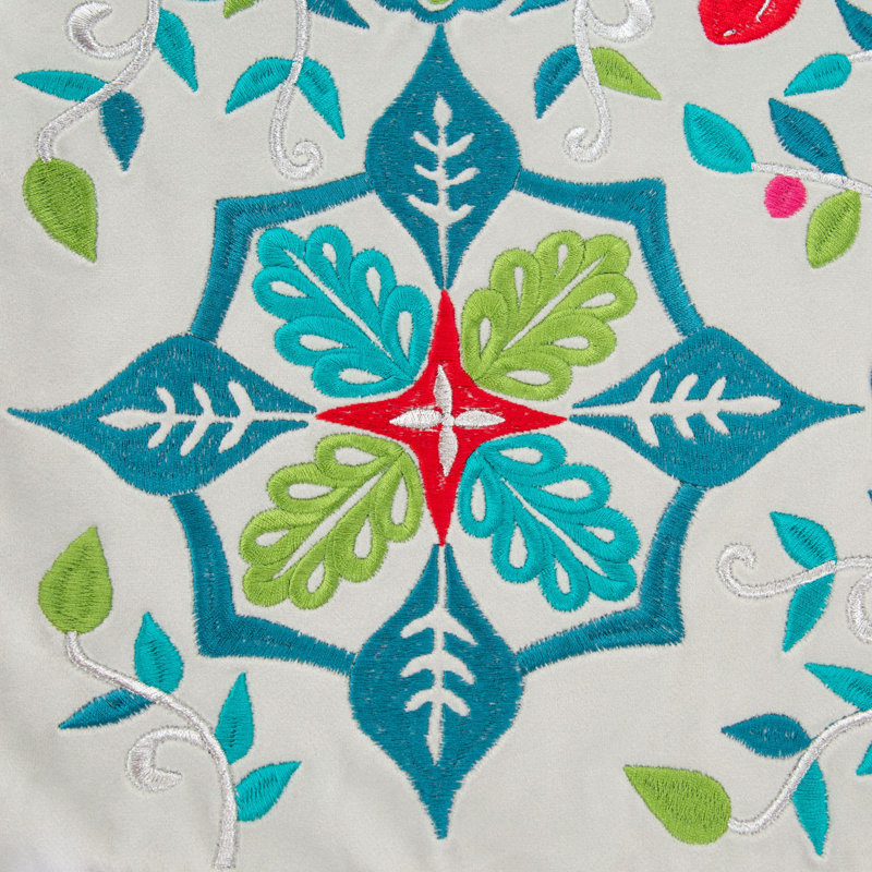 Embroidered Feather Reversible Throw Pillow