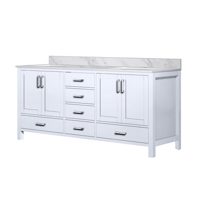 Meuble-lavabo double avec plateau en marbre