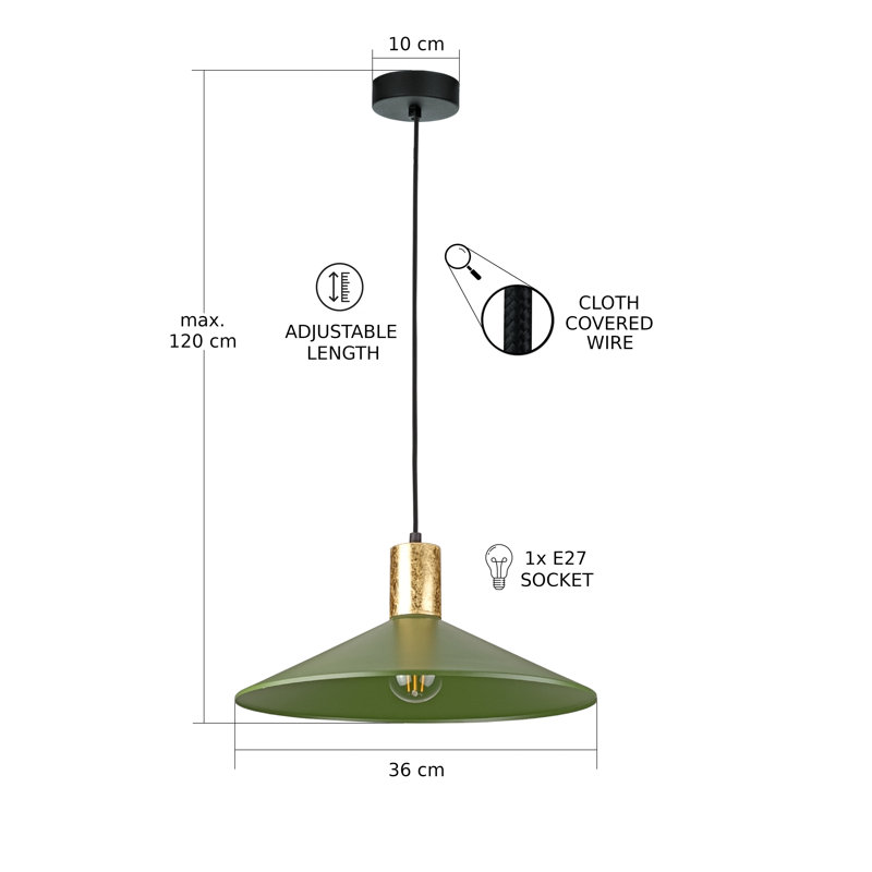 1 - Light Matte Black Dome Pendant, Gold/Khaki