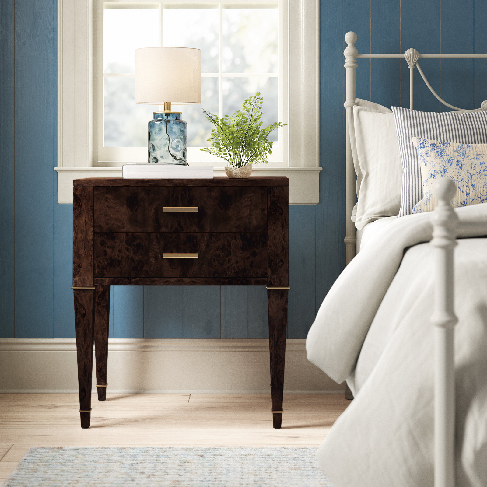 2-Drawer Nightstand, Dark Burl