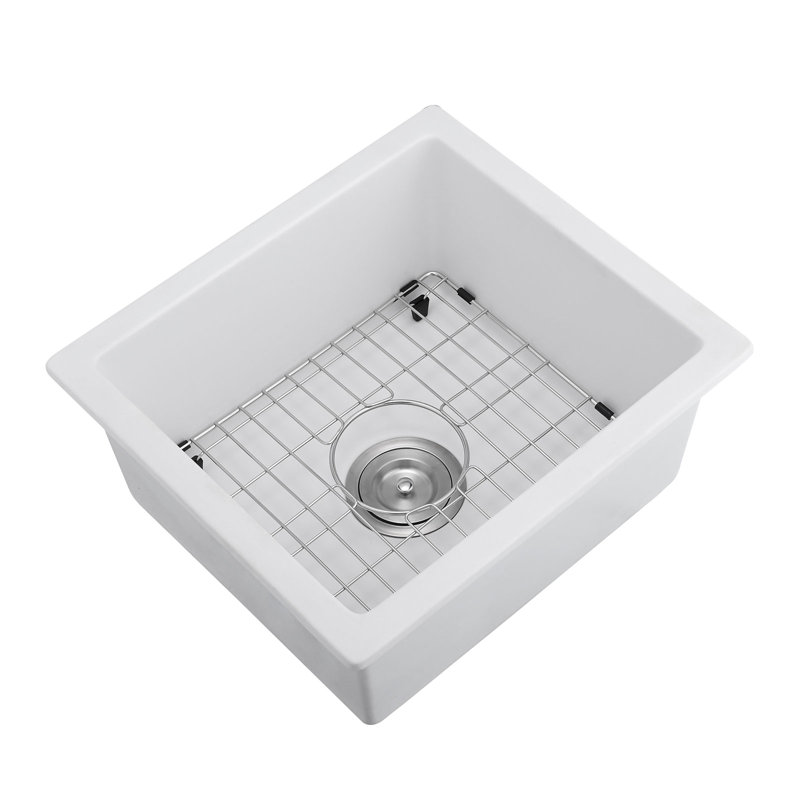 Évier de cuisine en quartz 18 po x 16 po - insonorisant et livré avec crépine et grille