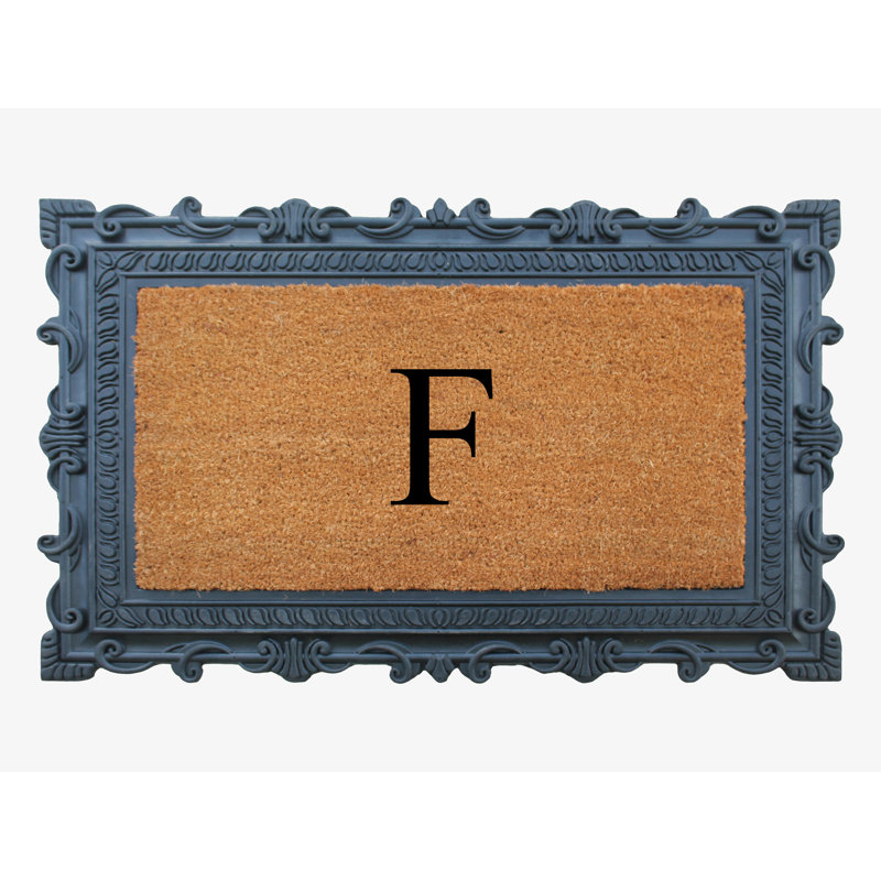 Paillasson à motif de monogramme de 24 po x 36 po Carson, F, Noir