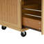 Îlot de cuisine intérieur en bambou avec plateau en acier inoxydable - Chariot mobile avec tiroirs, armoire et porte-serviettes pour la salle à manger et le bar