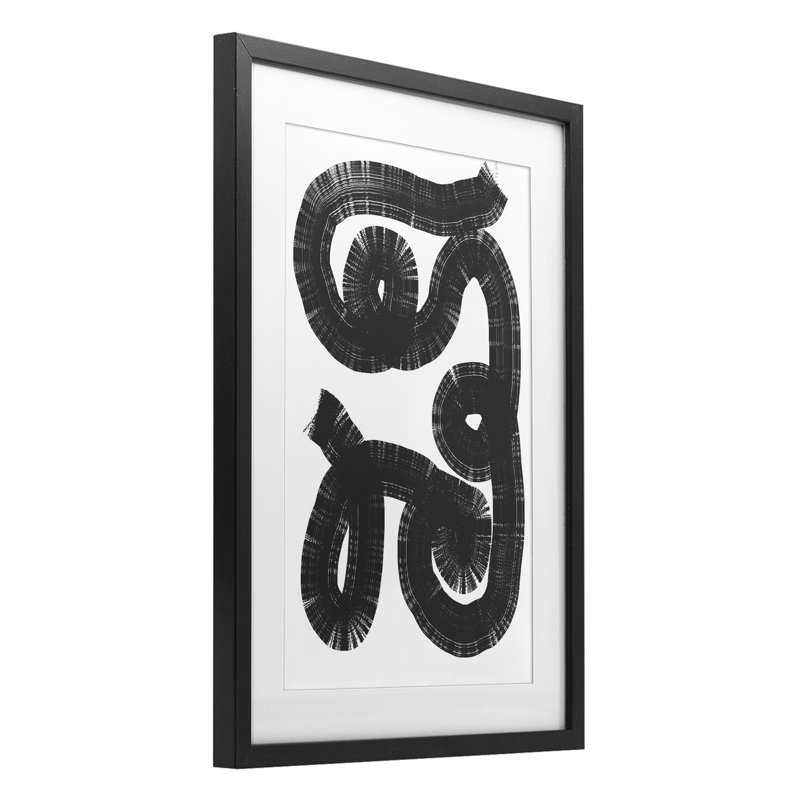 Reproduction sous verre encadrée en noir et blanc, design par Anna Lischenko, H 20 po x l 14 po, Cadre noir minuit