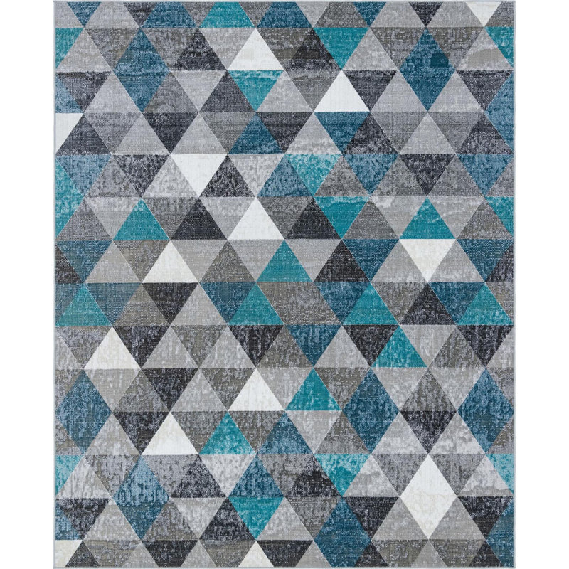  Tapis bleu / gris Argyle, Rectangle 9 pi x 12 pi