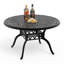 Ensemble de salle à manger d'extérieur rond 5 pièces de 122 cm (48,03 po) avec trou pour parasol, 4 chaises pivotantes avec coussins bleus-1662278616