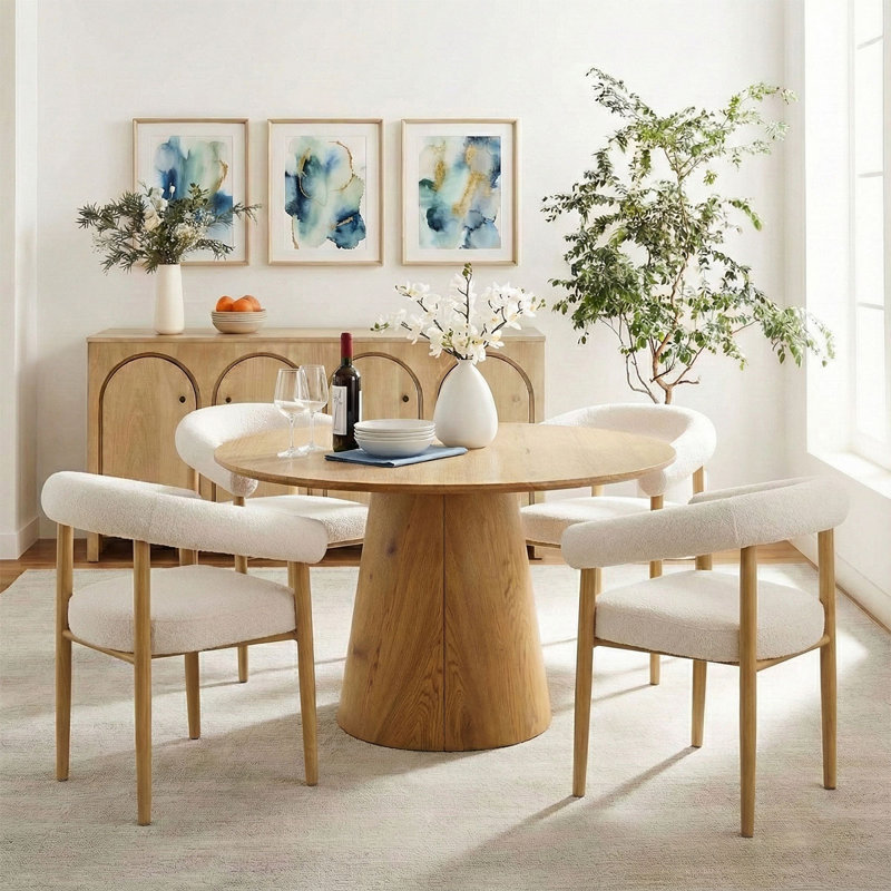 Ensemble de table de salle à manger moderne extensible ovale avec chaises rembourrées Boucle, 9 pièces : table, 8 chaises