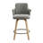 Mid-Century Modern Upholstered Swivel Barstools with Wood Legs-343583110