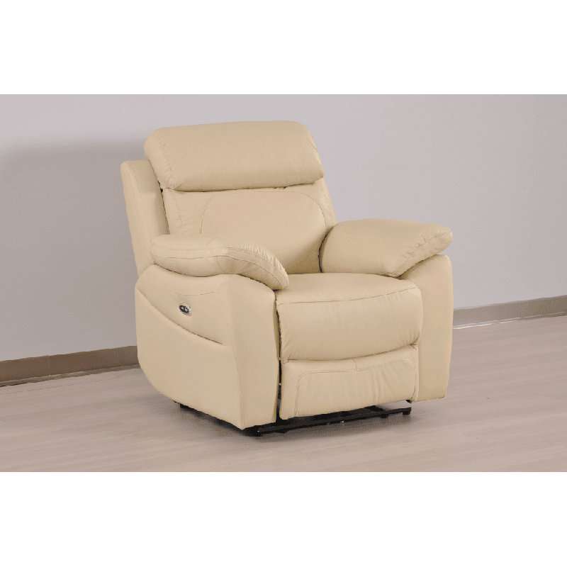 Cesiro Genuine Leather Electric Power Recliner Armchair, Cream