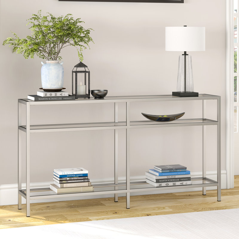Console Ceno, Nickel satiné, H 29 po x l 55 po x P 10 po