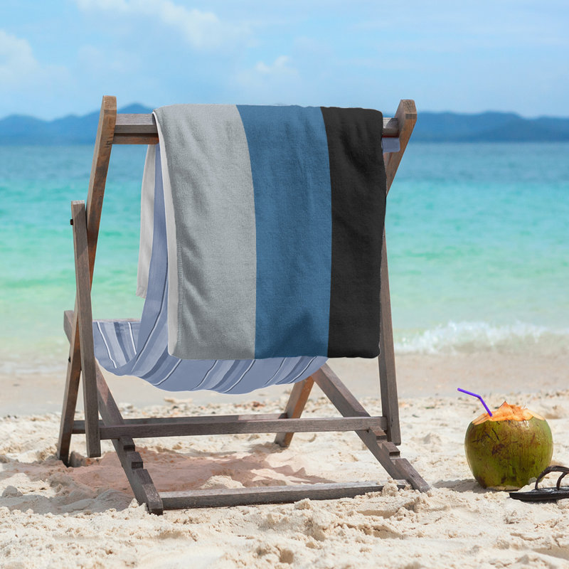 Columbus Lightweight Beach Towel, Microfiber, Silver/Blue/Black