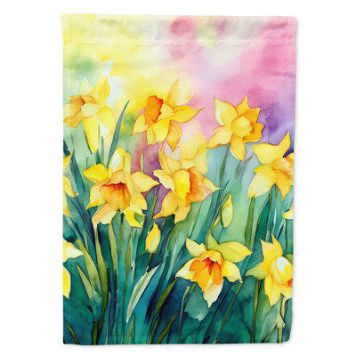 Jonquilles dans un drapeau de maison aquarelle