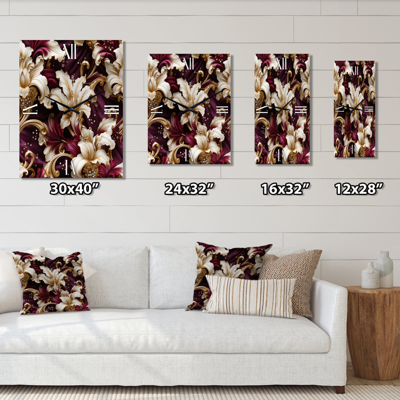 Jataveon - Horloge murale florale, H 40 po x l 10 po x P 1 po