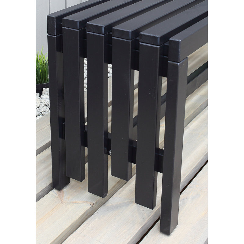 Madhav Solid Wood Pine Outdoor Bench, Black