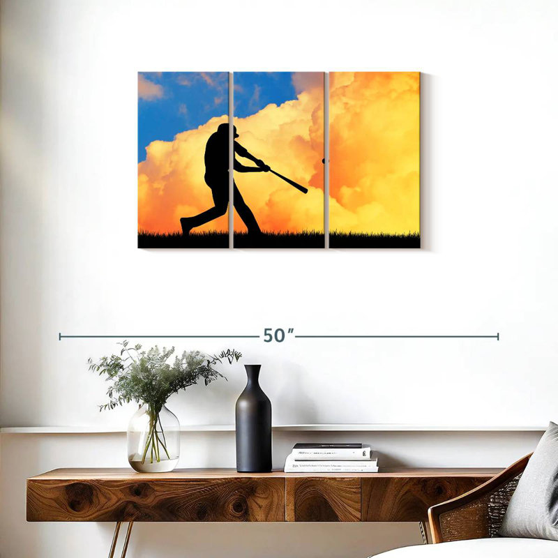 Baseball Sireci au coucher du soleil, H 20 po x l 33 po