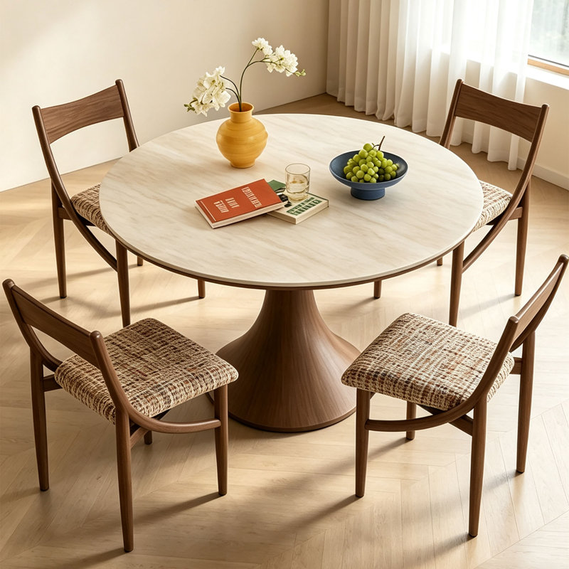 Table de salle à manger Mid-Century, H 29,5 po x l 53,1 po x P 53,1 po, 5