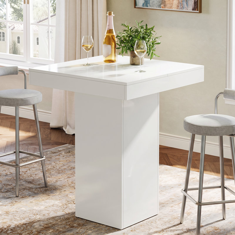 39.4" Tall Square Dining Table, Modern Counter Height Bar Table Pub Cocktail Table for Dining Room, Tavern, Coffee Corner, Party