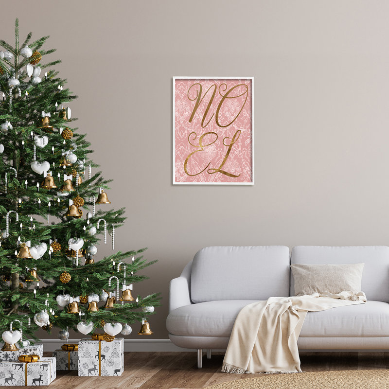 «Noel Text Glam», H 30 po x l 24 po x P 1,5 po, Giclée encadrée blanc bord de mer