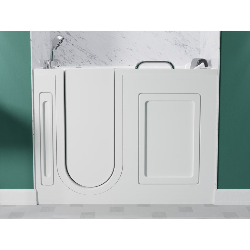 MediSpa 52.5'' x 26.5'' Acrylic Bathtub with Faucet, Left, White