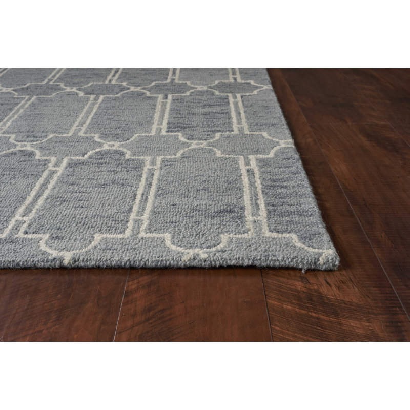 Tapis décoratif géométrique bleu touffeté à la main 2 pi x 4 pi