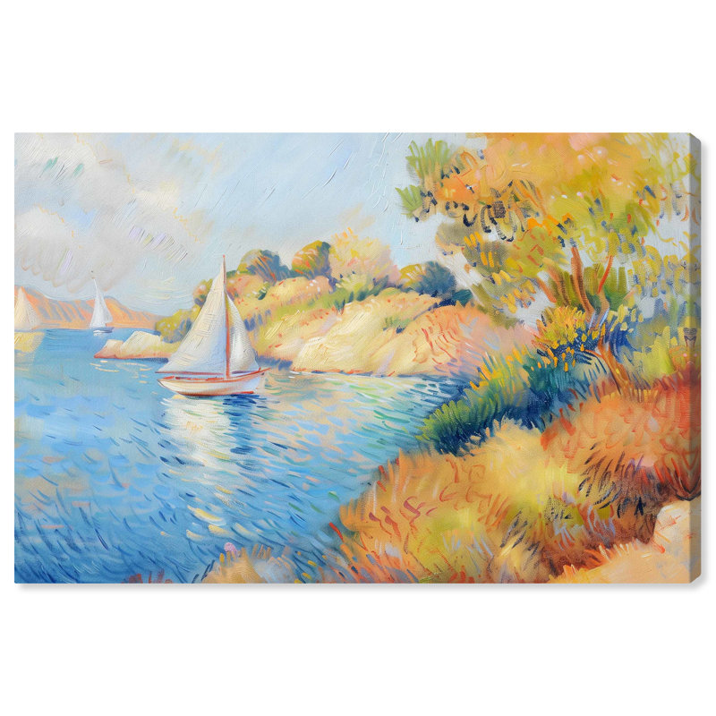 Sail Off In The Morning Blue and Orange Canvas Wall Art