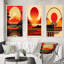 «Red Bold Sunset», 3 pièces sur toile-1680055424-1680055482