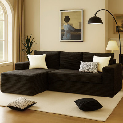 Boneless COMHOMA 105” Modular Sectional Sofa With Deep Seat,Cloud Upholstered L-Shape Couch Wide Arms Corduroy Fabric High-Density Foam Chaise Lounge For Living Room No Assembly Required