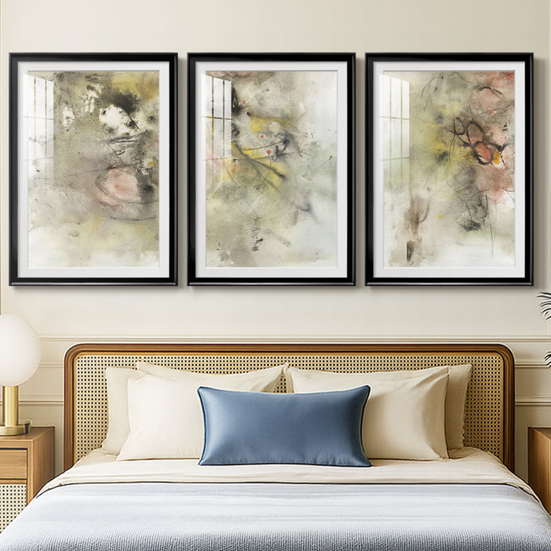 Soft Inspiration I - Impression personnalisée de qualité supérieure avec cadre mat - 3 pièces, Noir, H 19 po x l 27 po