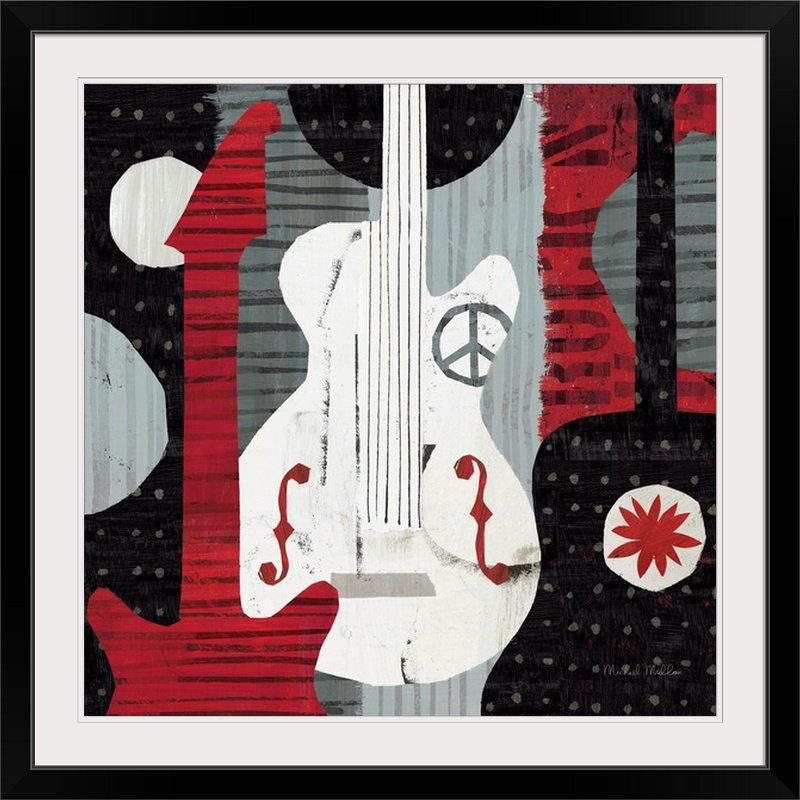 « guitares » par michael mullan, reproduction d’art Rock 'n Roll, H 24 po x l 24 po x P 1 po, Cadre noir