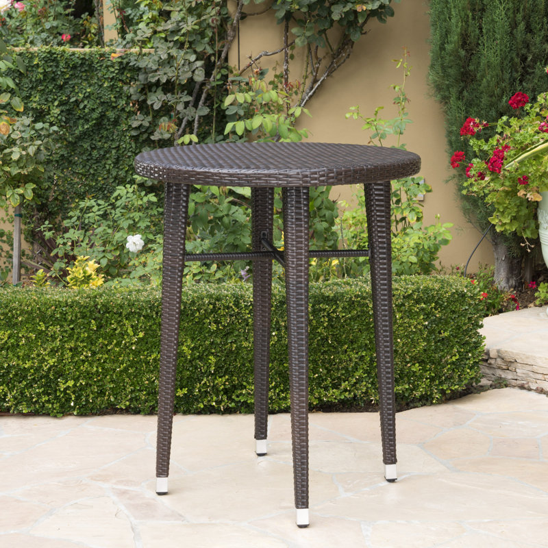 Table de bar ronde Backyard, élément de structure toutes saisons en fer, H 41 po x l 32,5 po, composant extérieur et formateur multi-marques brun, remarquable
