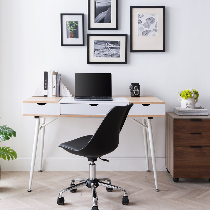 Stitt Writing Desk: Minimalist Wooden Office Table with Storage