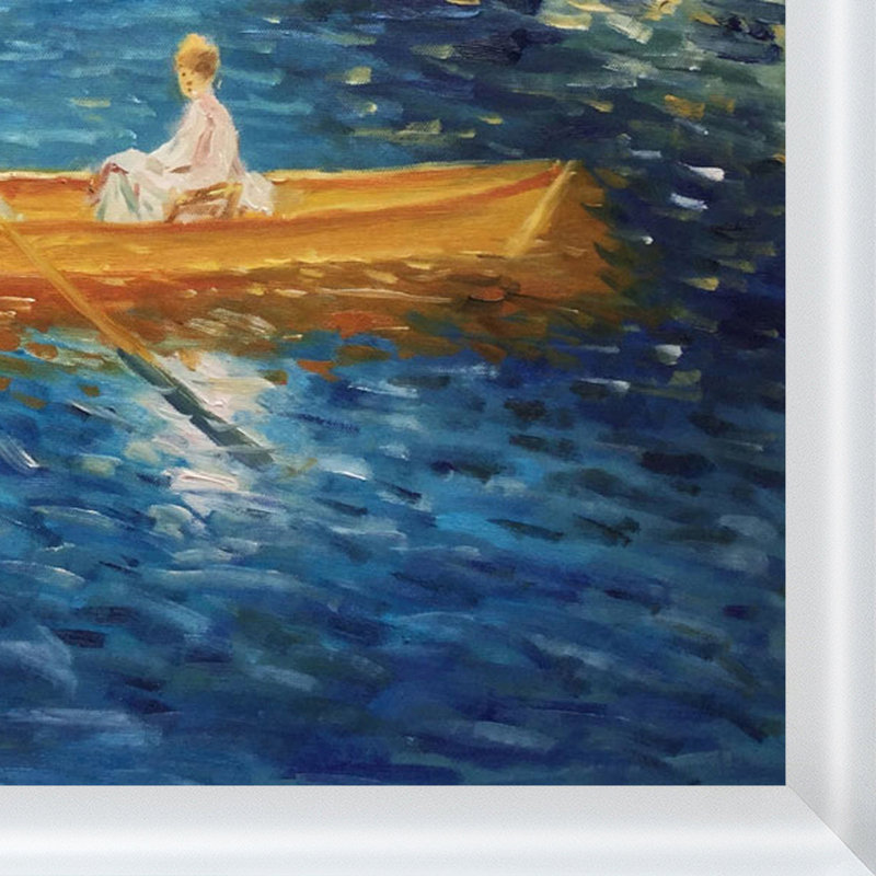 "Boating on the seine", reproduction d'art sur toile, H 22,75 po x l 26,75 po x P 2 po, Arrondi blanc moderne