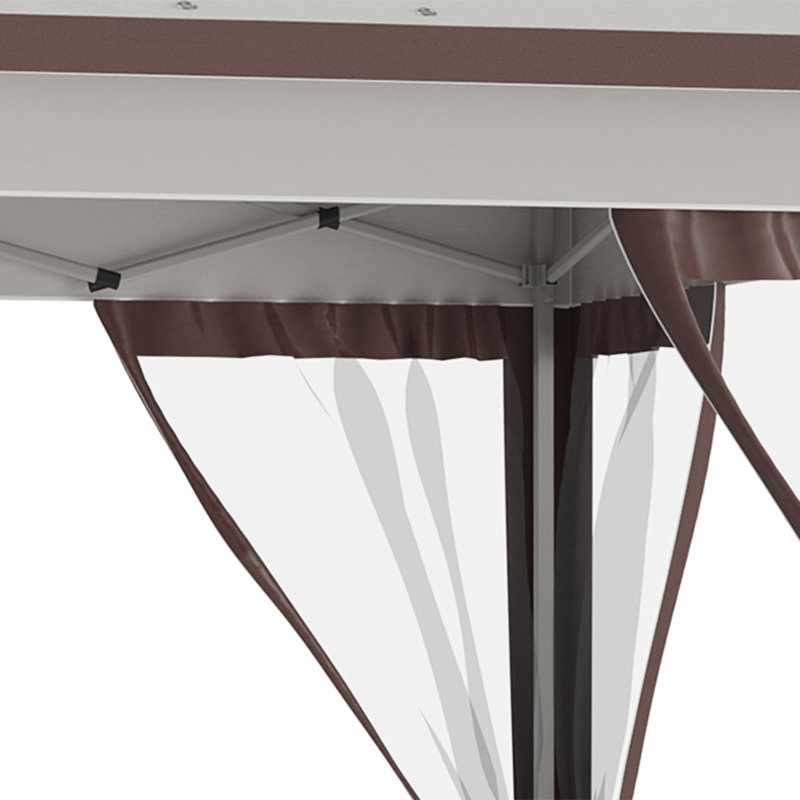 Outsunny 12' X 12' Pop Up Canopy Tent With Netting And Carry Bag, Instant Sun Shelter With 137 Sq.Ft Shade, Tents For Parties, Height Adjustable, For Outdoor, Garden, Patio, Beige And Brown