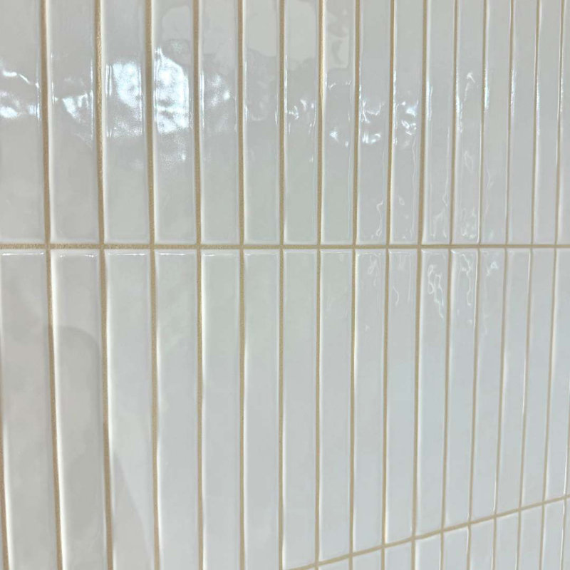 Castilla 14" x 14" Glossy Ceramic Finger Tile, Ecru White