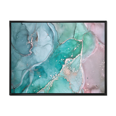 Marbre abstrait turquoise - peinture sur toile