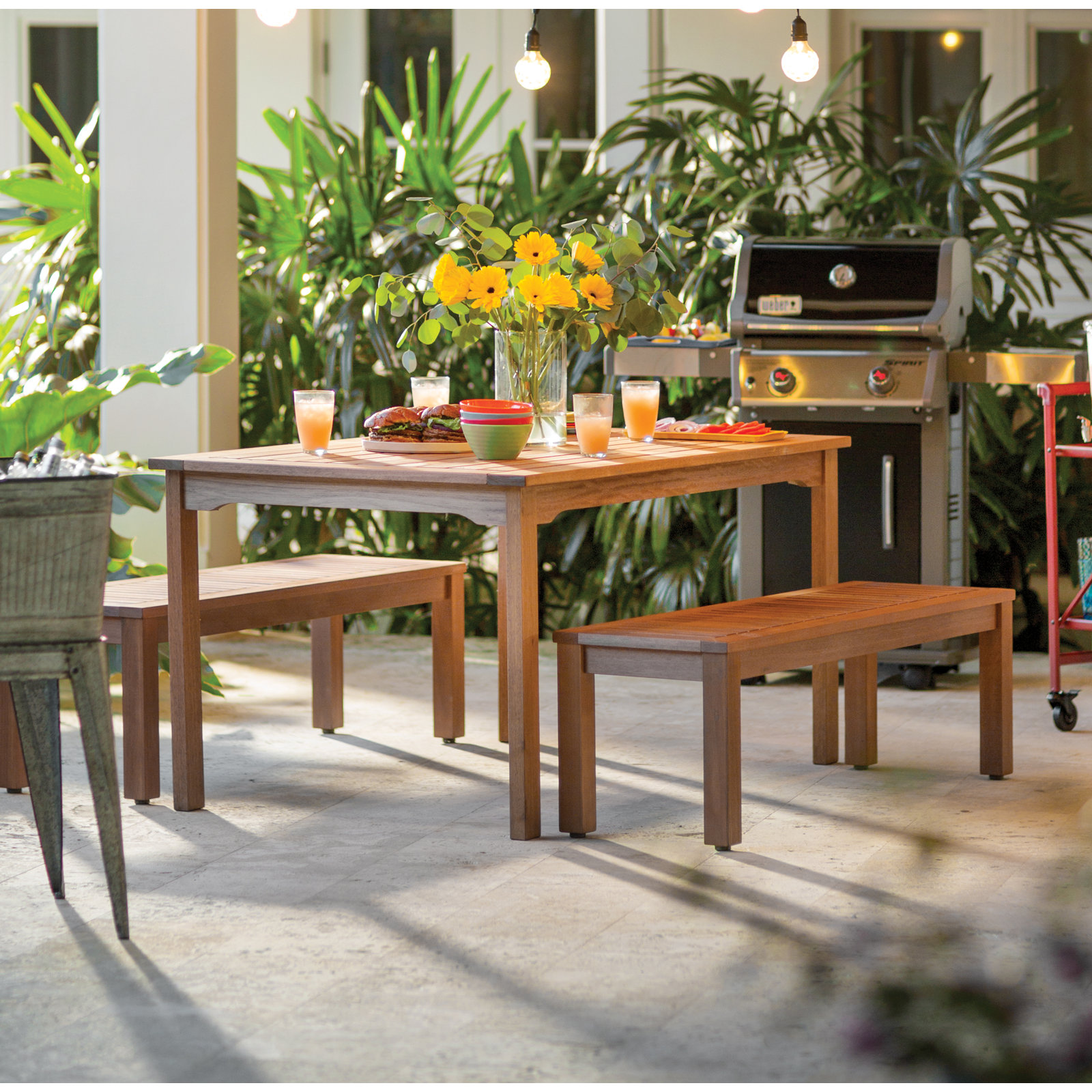 Alyisa 59" Eucalyptus Patio Dining Set
