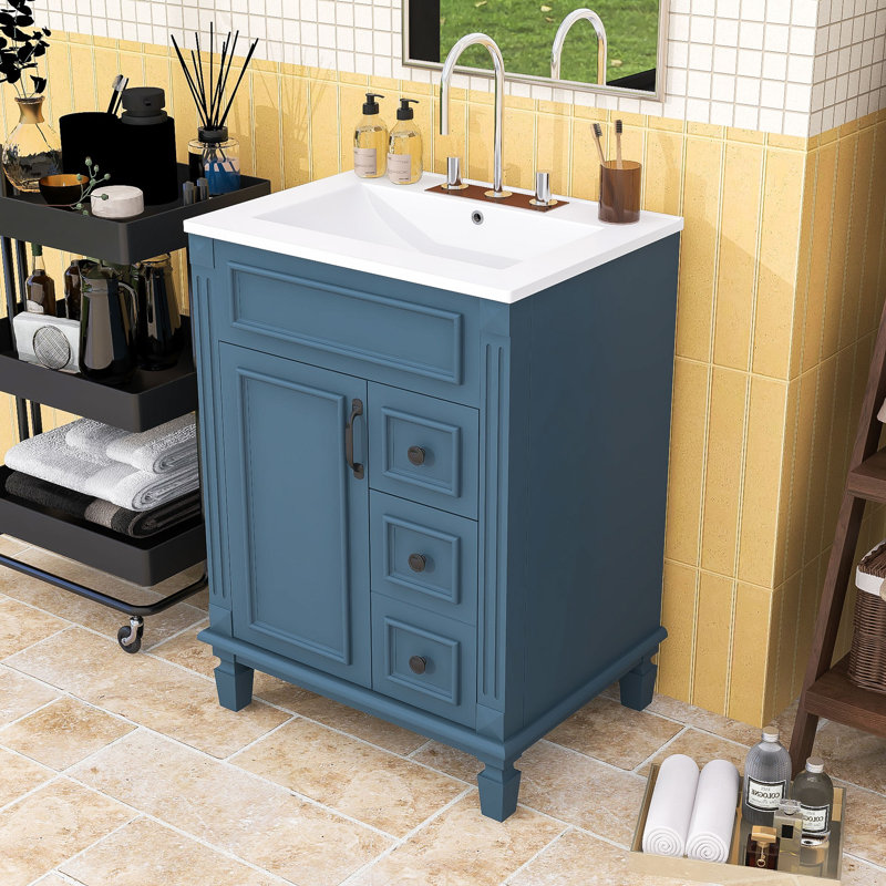 Meuble-lavabo avec lavabo, 2 tiroirs et tablette réglable