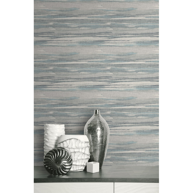 Rouleau de papier peint lisse L 27 pi x l 27 pi, Gris / bleu