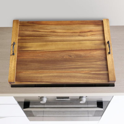30" X 22" Acacia Noodle Board Stove Cover Wood With Handles