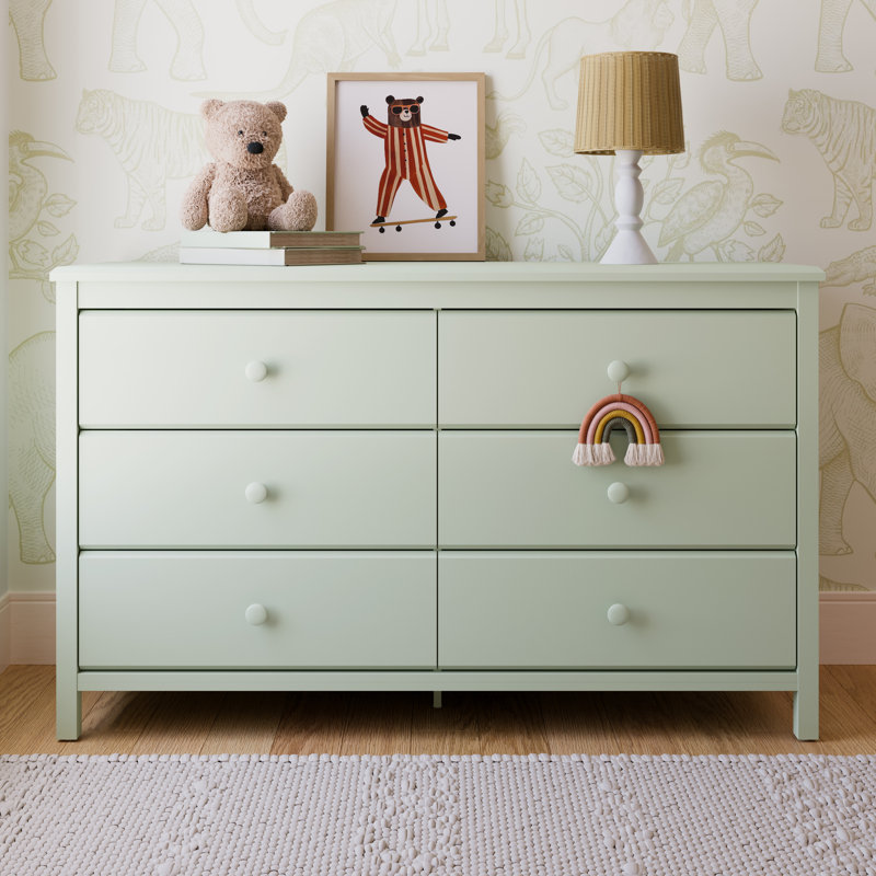 Alpine 6 Drawer Double Dresser, Sage