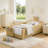 Upholstered Platform Bed With Cute Rabbit Ear Shaped Headboard, Safety Rail, And Pocket, Boucle Fabric-1351022915
