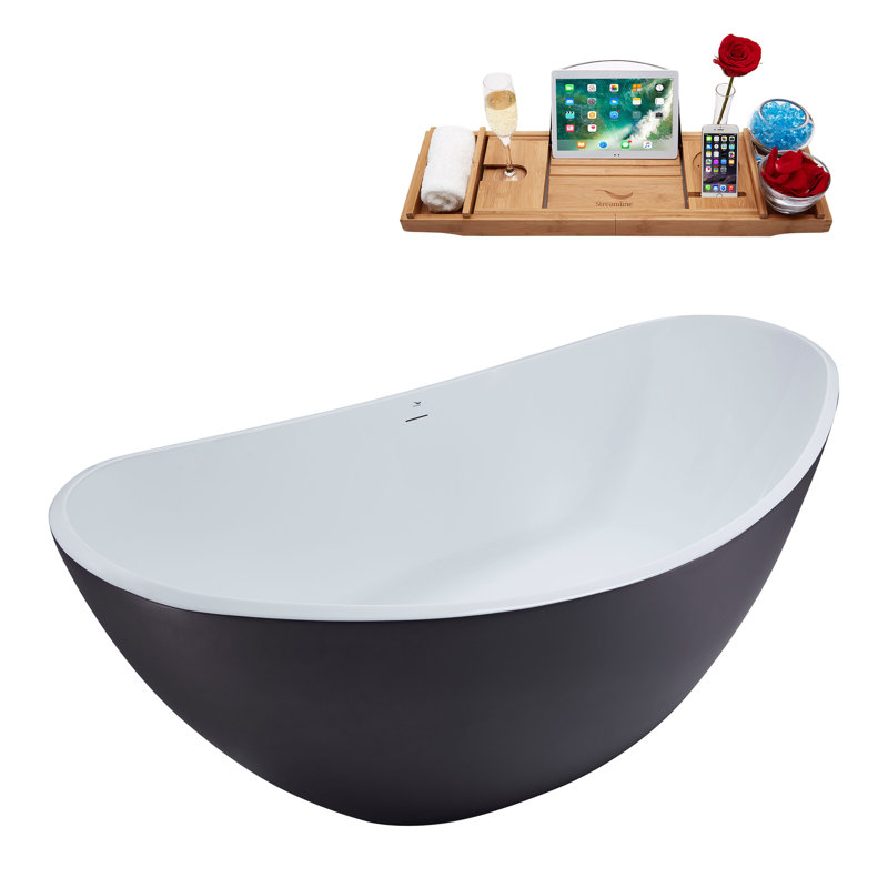 74.8'' x 35.4'' Soaking Acrylic Bathtub, Matte Oil Rubbed Bronze